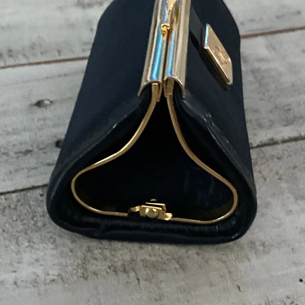 Vintage Dior Navy Canvas Key Pouch with Gold-Tone Frame - Picture 4 of 9